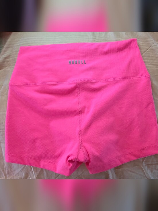 NOBULL Pants - NOBULL Hot Pink Ribbed Performance Top with Reflective Logo